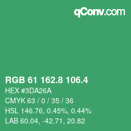 カラーコード: RGB 61 162.8 106.4 | qconv.com