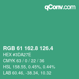カラーコード: RGB 61 162.8 126.4 | qconv.com