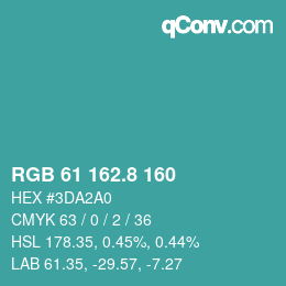 Farbcode: RGB 61 162.8 160 | qconv.com