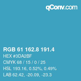 カラーコード: RGB 61 162.8 191.4 | qconv.com