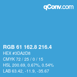 カラーコード: RGB 61 162.8 216.4 | qconv.com