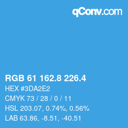 カラーコード: RGB 61 162.8 226.4 | qconv.com