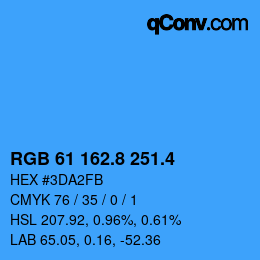カラーコード: RGB 61 162.8 251.4 | qconv.com