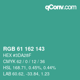 Color code: RGB 61 162 143 | qconv.com