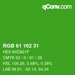 Color code: RGB 61 162 31 | qconv.com