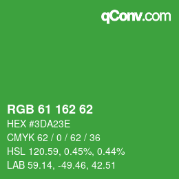 カラーコード: RGB 61 162 62 | qconv.com