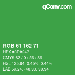 Color code: RGB 61 162 71 | qconv.com