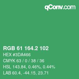 カラーコード: RGB 61 164.2 102 | qconv.com
