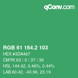 カラーコード: RGB 61 164.2 103 | qconv.com