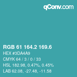 カラーコード: RGB 61 164.2 169.6 | qconv.com