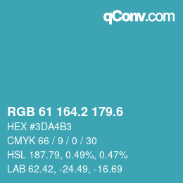 カラーコード: RGB 61 164.2 179.6 | qconv.com