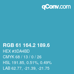 カラーコード: RGB 61 164.2 189.6 | qconv.com