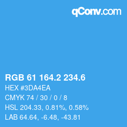 カラーコード: RGB 61 164.2 234.6 | qconv.com