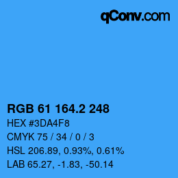 カラーコード: RGB 61 164.2 248 | qconv.com