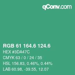 カラーコード: RGB 61 164.6 124.6 | qconv.com