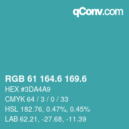 カラーコード: RGB 61 164.6 169.6 | qconv.com