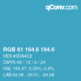 カラーコード: RGB 61 164.6 194.6 | qconv.com