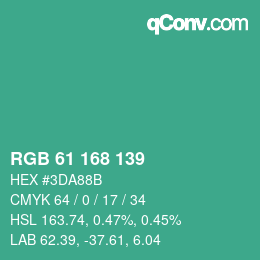 颜色代码: RGB 61 168 139 | qconv.com