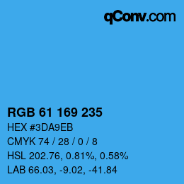 颜色代码: RGB 61 169 235 | qconv.com
