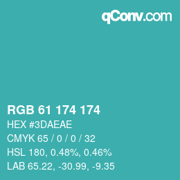 Color code: RGB 61 174 174 | qconv.com