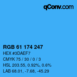 Color code: RGB 61 174 247 | qconv.com