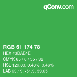 Color code: RGB 61 174 78 | qconv.com
