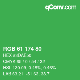 Color code: RGB 61 174 80 | qconv.com