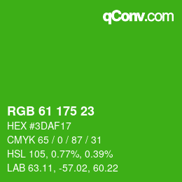 カラーコード: RGB 61 175 23 | qconv.com