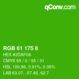 カラーコード: RGB 61 175 8 | qconv.com