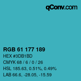 Color code: RGB 61 177 189 | qconv.com