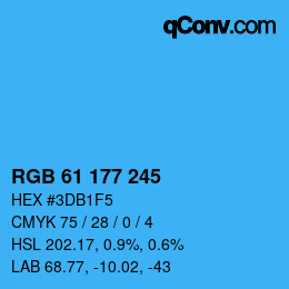 カラーコード: RGB 61 177 245 | qconv.com