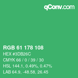カラーコード: RGB 61 178 108 | qconv.com