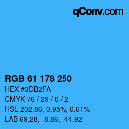 Color code: RGB 61 178 250 | qconv.com