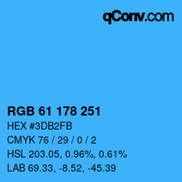 Color code: RGB 61 178 251 | qconv.com