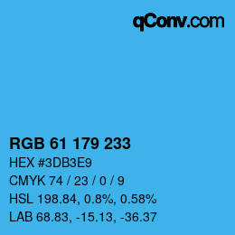 Color code: RGB 61 179 233 | qconv.com
