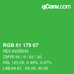 Color code: RGB 61 179 67 | qconv.com