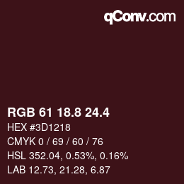カラーコード: RGB 61 18.8 24.4 | qconv.com