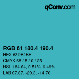 カラーコード: RGB 61 180.4 190.4 | qconv.com