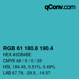 カラーコード: RGB 61 180.8 190.4 | qconv.com