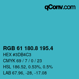 カラーコード: RGB 61 180.8 195.4 | qconv.com