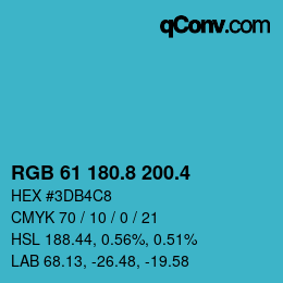 カラーコード: RGB 61 180.8 200.4 | qconv.com