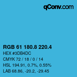 カラーコード: RGB 61 180.8 220.4 | qconv.com