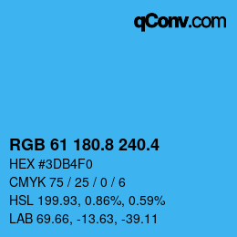 カラーコード: RGB 61 180.8 240.4 | qconv.com