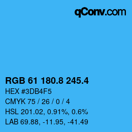 カラーコード: RGB 61 180.8 245.4 | qconv.com
