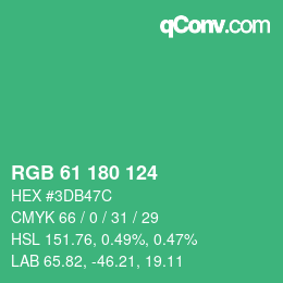 颜色代码: RGB 61 180 124 | qconv.com