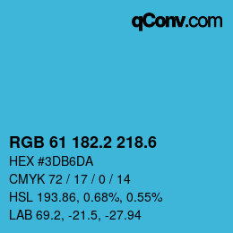 カラーコード: RGB 61 182.2 218.6 | qconv.com