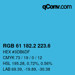カラーコード: RGB 61 182.2 223.6 | qconv.com