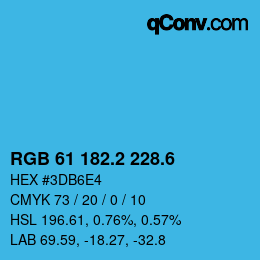 カラーコード: RGB 61 182.2 228.6 | qconv.com