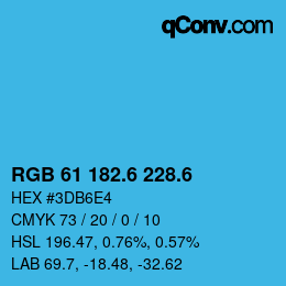 カラーコード: RGB 61 182.6 228.6 | qconv.com