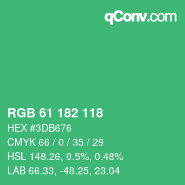 カラーコード: RGB 61 182 118 | qconv.com